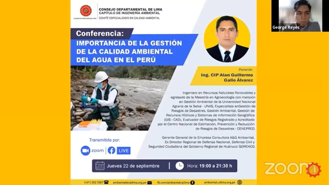 Conferencia: “Importancia de la gestión de la calidad Ambiental del agua en el Perú”
