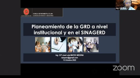 SEMINARIO: «PLANEAMIENTO DE LA GRD A NIVEL INSTITUCIONAL Y EN EL SINAGERD»