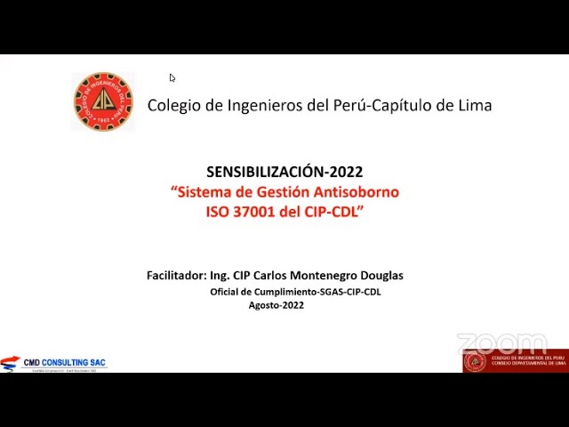 Charla: Sensibilización respecto al Sistema de Gestión Antisoborno ISO 37001