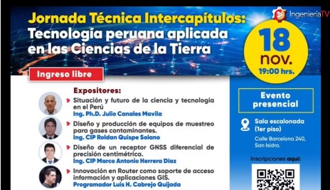 Jornada Técnica Intercapítulos: Tecnología peruana aplicada en las ciencias de la tierra.