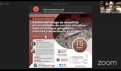 Gestión del riesgo de desastres en un contexto de cambio climático. Enfoque geográfico, avances y experiencia en el Perú.