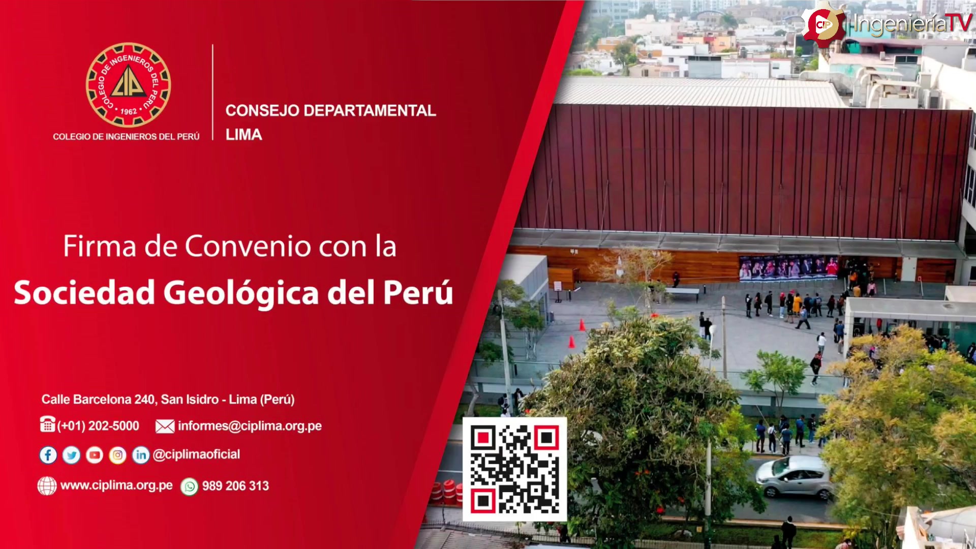 Firma del convenio del CIP CD Lima y la  Sociedad Geológica del Perú.