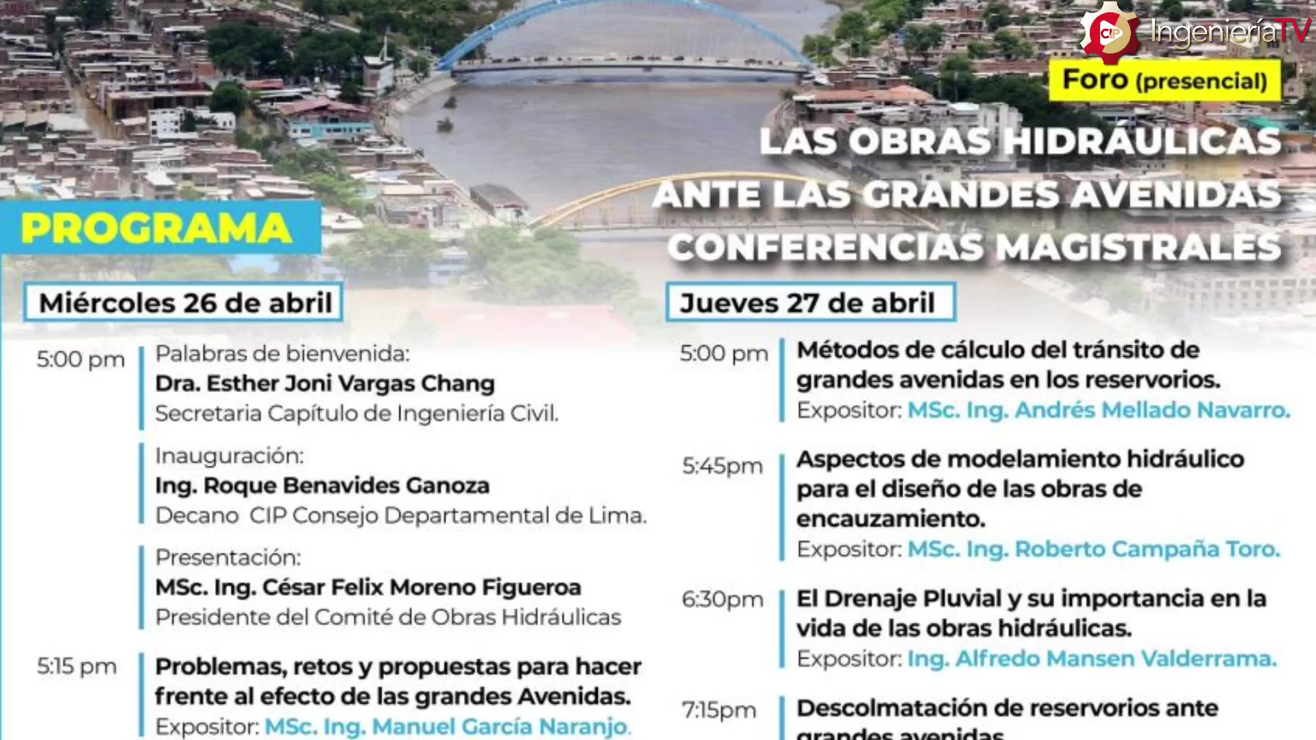 Las obras hidráulicas ante las grandes avenidas – Día 1/Parte1